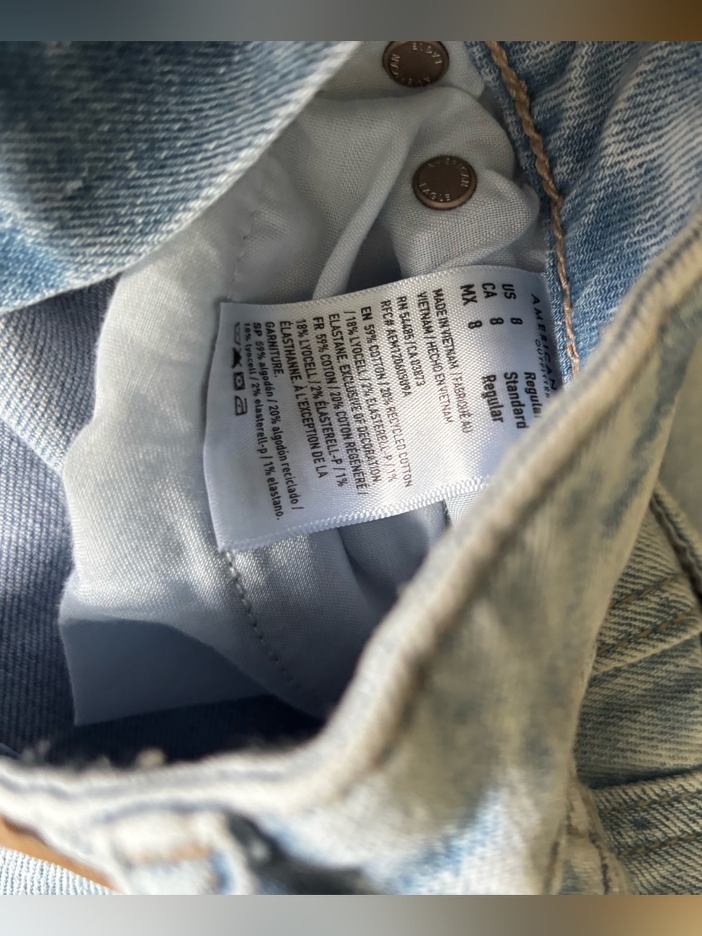 Light Blue Button-Fly Denim Jeans AE